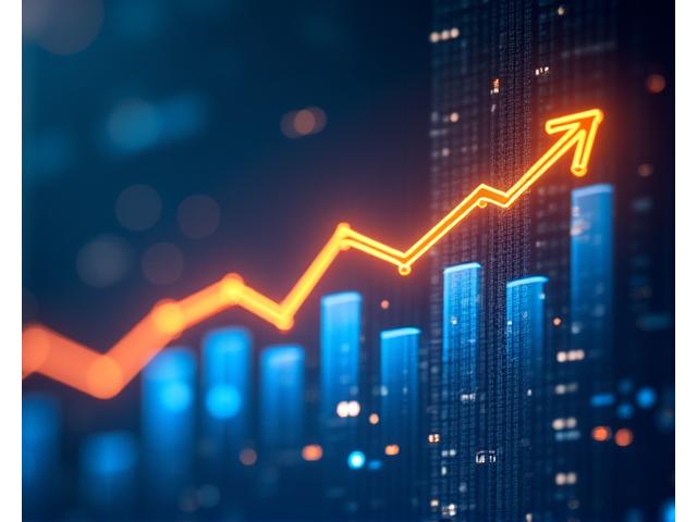 Visual representation of a performance tracking dashboard with growth metrics and reward symbols